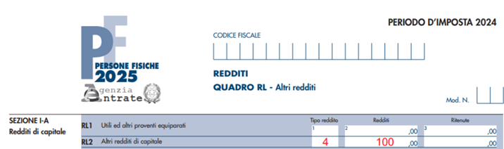 Modello Redditi PF 2025 – RL2